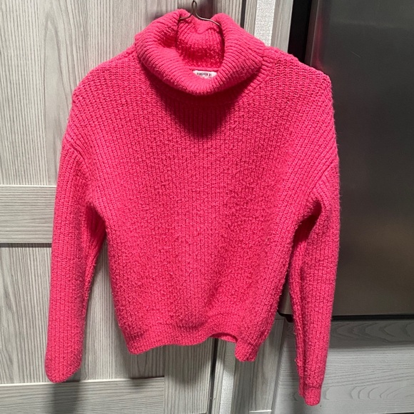 Forever 21 Sweaters - Forever 21 Vibrant Pink Turtleneck Sweater